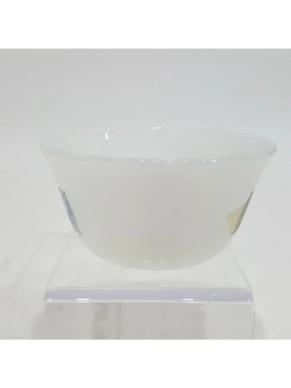 Fire King Anchor Hocking Milk Glass Mini Bowl Currier & Ives Blue White #30